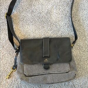 Fossil Black and White Crossbody Bag